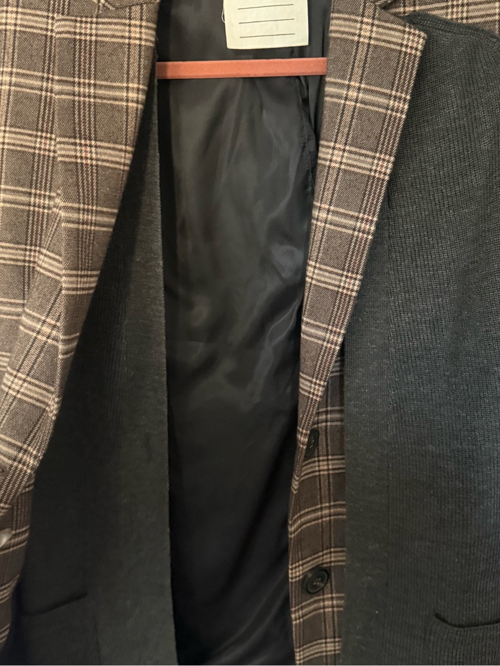 Plaid Faux Two-Piece Layered Blazer Jacket | Size S | Excellent - Picture 2 of 3